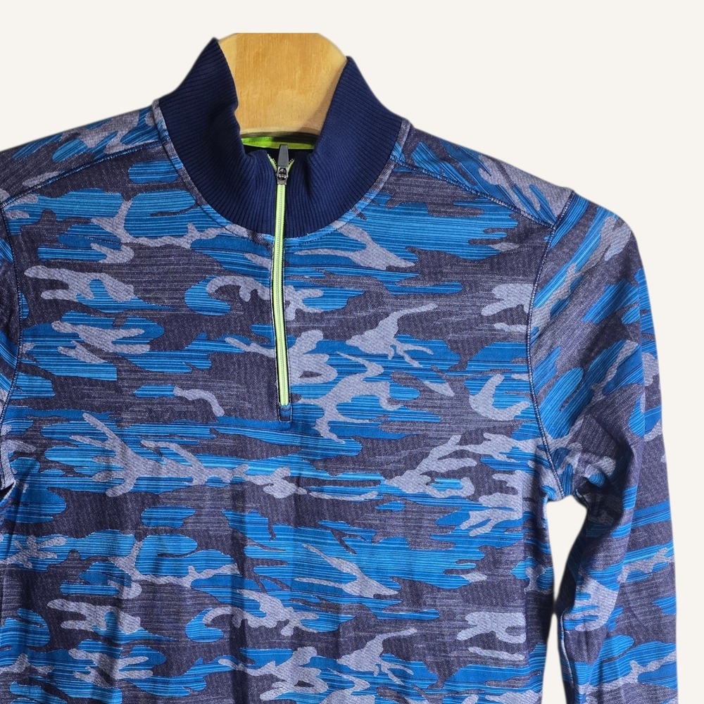Robert Graham Mens XL Blue Purple Camo Quarter Zip Cotton Pullover Classic Fit